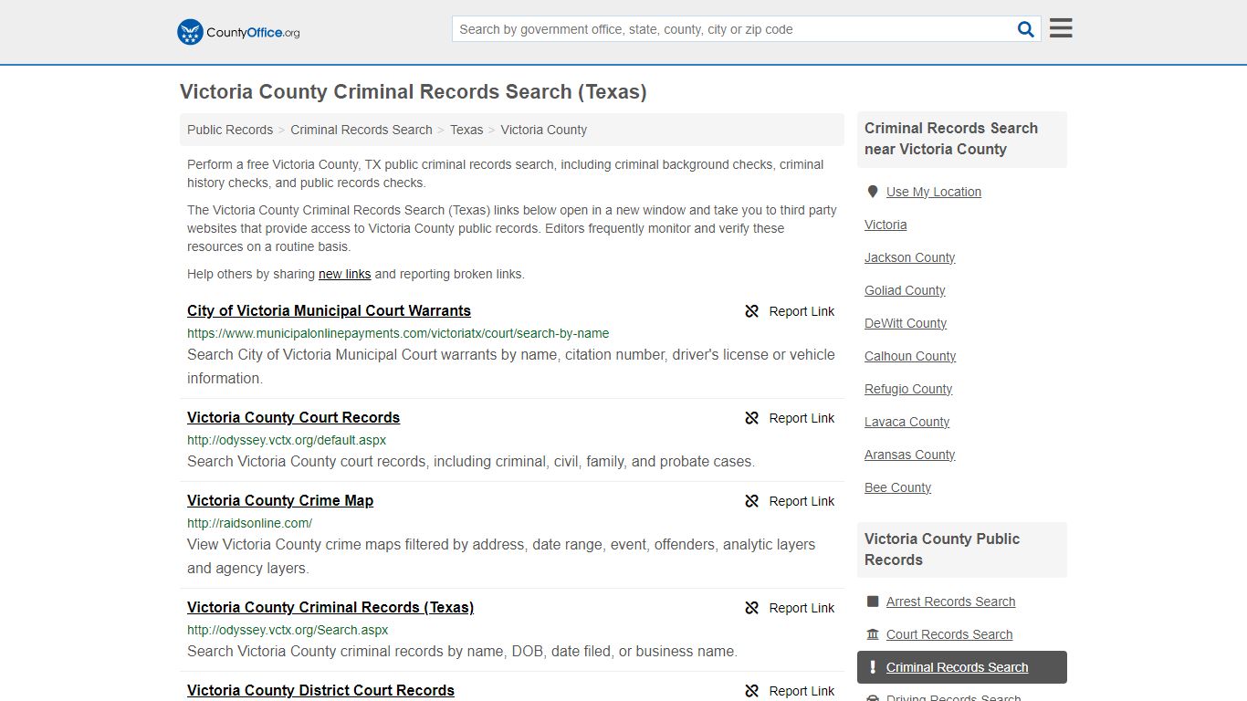 Victoria County Criminal Records Search (Texas) - County Office